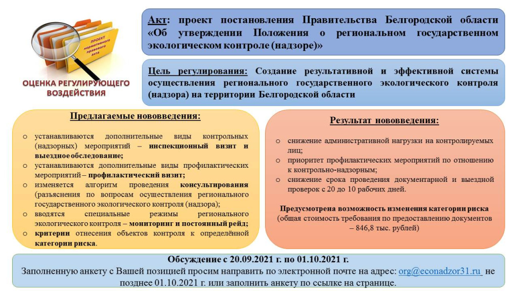 Постановление правительства белгородской. Обоснование жесткость регулирующего воздействия.