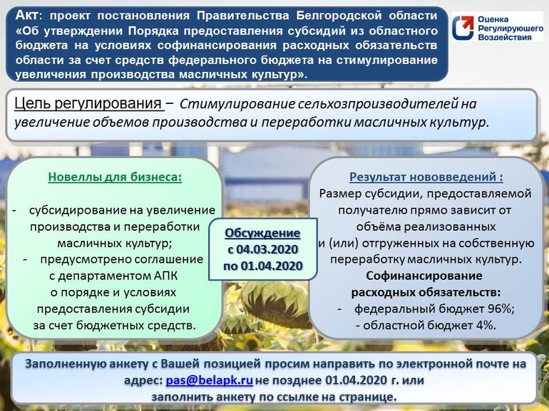 Сводный отчет оценка регулирующего воздействия